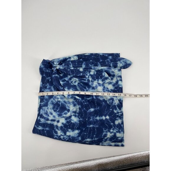 NWT Zara Womens Small Blue Tie-Dye Pleated Mini Skirt Knot Detail Faux Wrap - Picture 8 of 8
